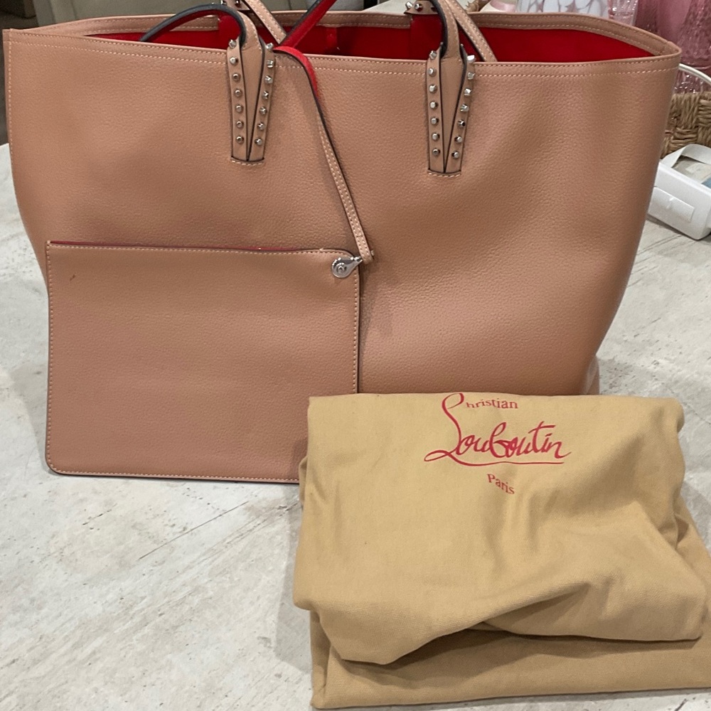 Christian Louboutin Blush Pink Leather Tote with Red Interior